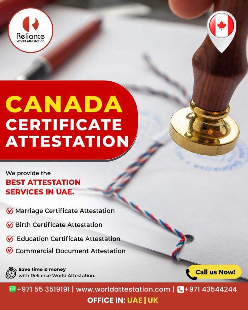 Canada certificate attestation dubai